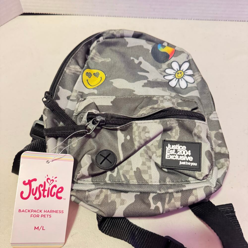 JUSTICE M/L Dog Harness Backpack NWT